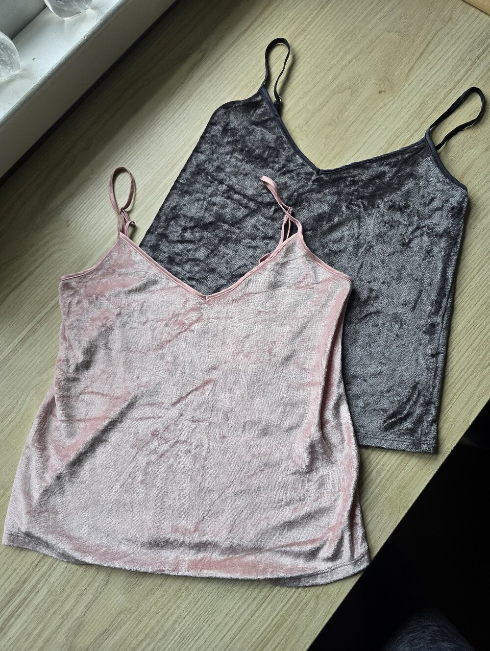 Victoria's Secret Pink & Gray Velvet Cami Tops